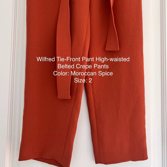 Wilfred Tie Front Pant High waisted Belted Crepe Pants - Picture 3 of 3